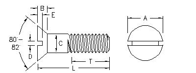 Slotted Flat Cap Screw Drawing